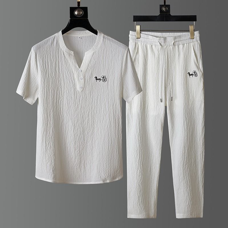 Short Linen Drawstring - Новый летний модный комплект из льняной