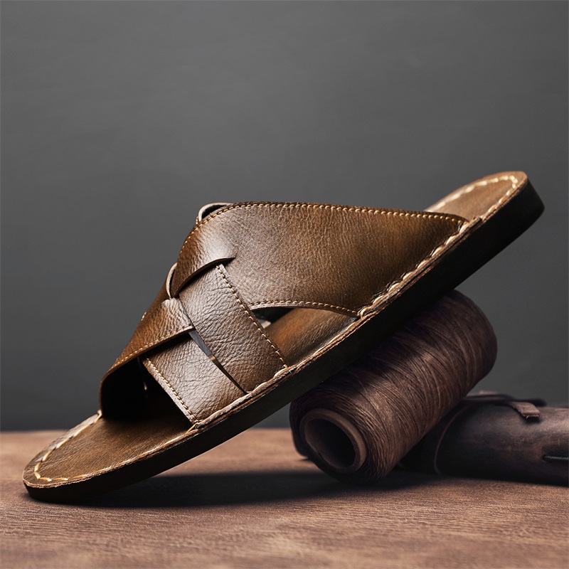Модные мужские тапочки из нату – обзор и цена Flip Flop Leather Men