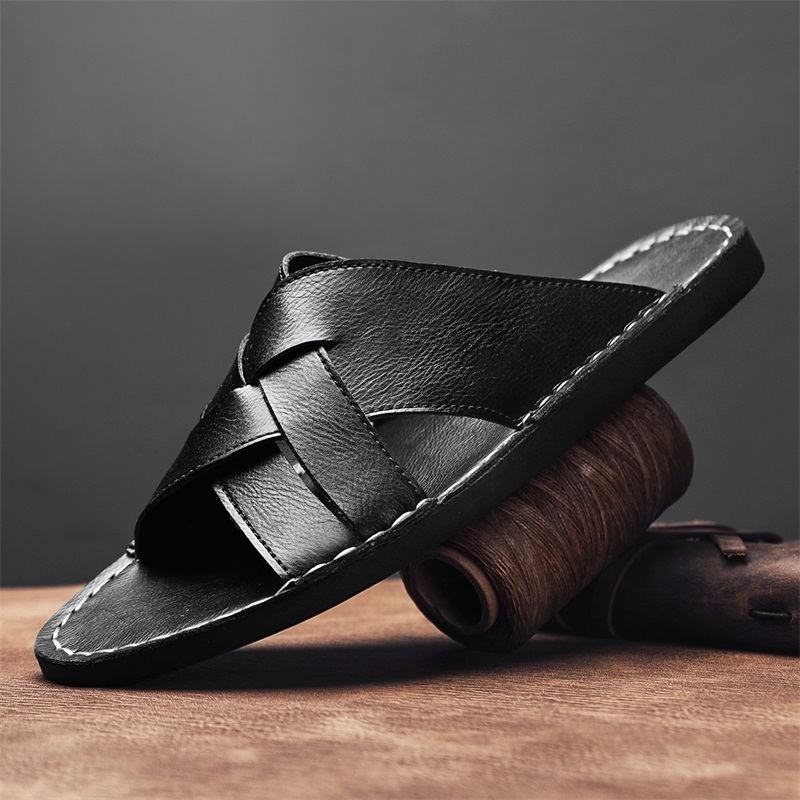 Модные мужские тапочки из нату – обзор и цена Flip Flop Leather Men