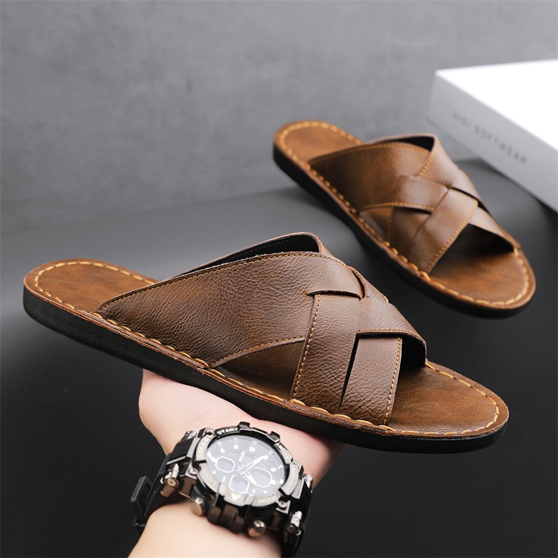 Модные мужские тапочки из нату – обзор и цена Flip Flop Leather Men